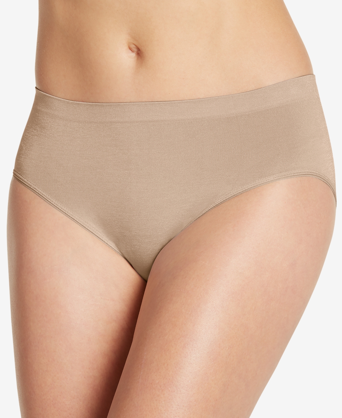 Smooth and Shine Seamfree Heathered Hi Cut Underwear 2188, available in extended sizes - Light (Nude )