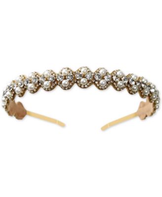Deepa - Gold-Tone Imitation Pearl & Rhinestone Headband