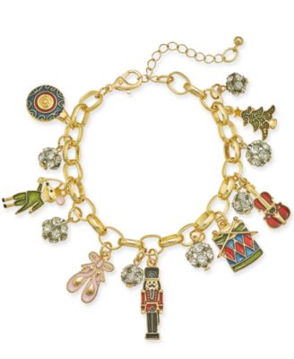 Charter Club - Gold-Tone Crystal, Stone & Epoxy Nutcracker Charm Bracelet