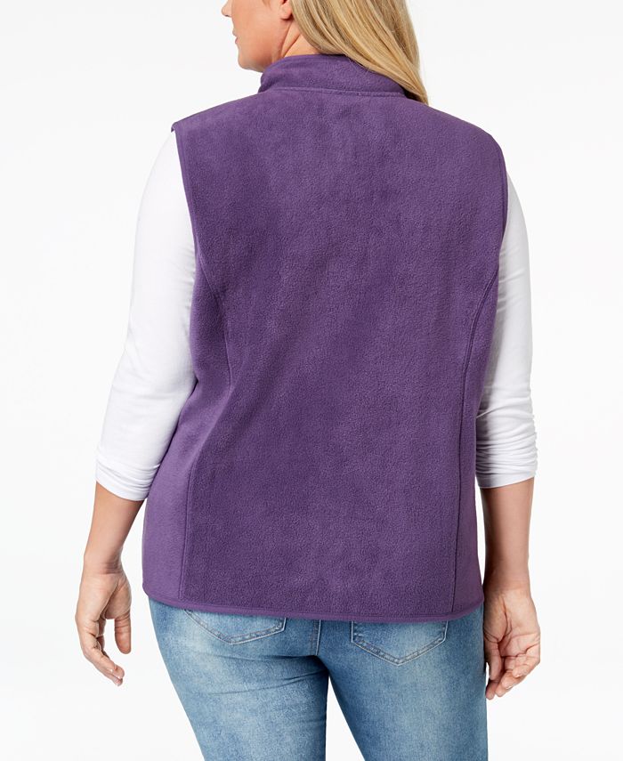 Karen Scott Plus Size Fleece ZipFront Vest, Created for Macy's