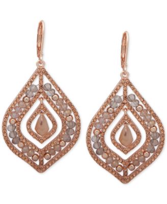 Pav&eacute; & Stone Beaded Chandelier Earrings 