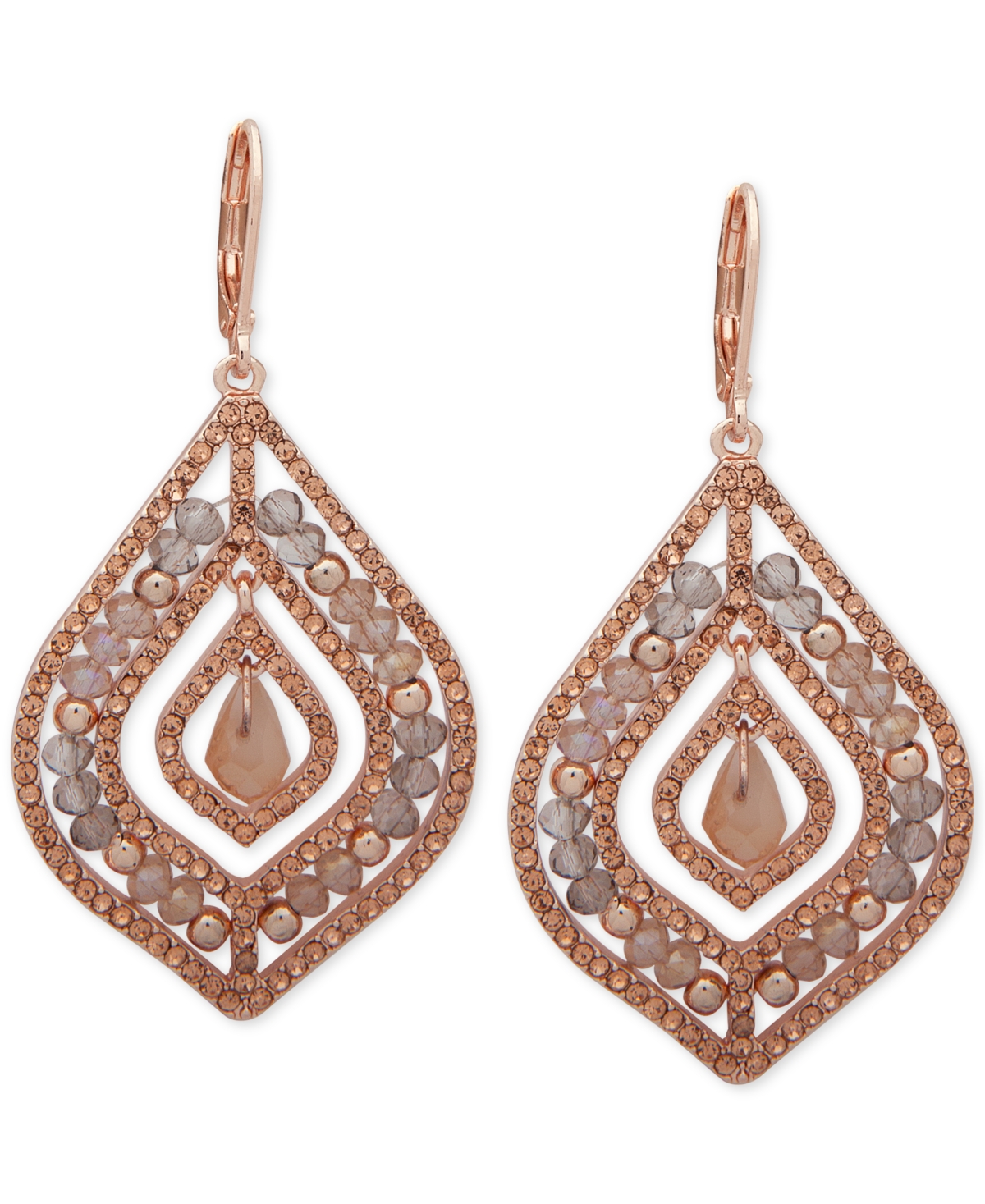 lonna & lilly Pave & Stone Beaded Chandelier Earrings