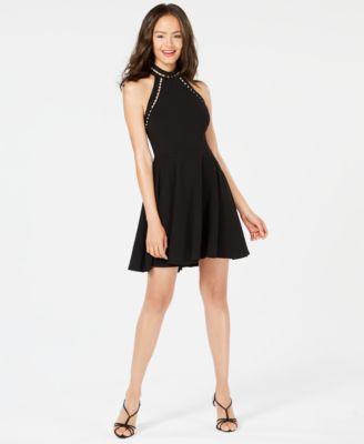 B Darlin Juniors' Imitation Pearl-Trim Fit Flare Dress Macy's
