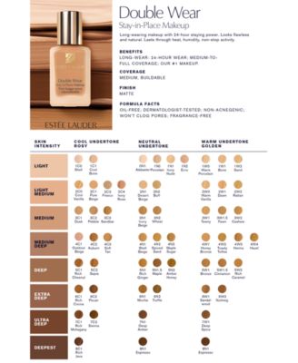 Estee Lauder Stay In Place Foundation Color Chart