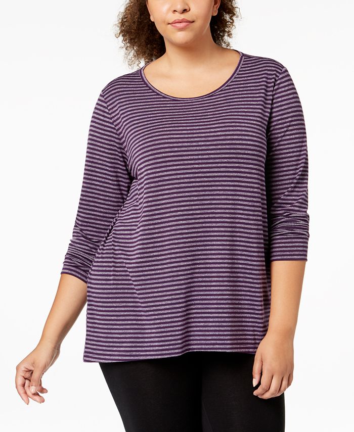 Ideology Plus Size Cutout-Back Long-Sleeve T-Shirt, Created for Macy's ...