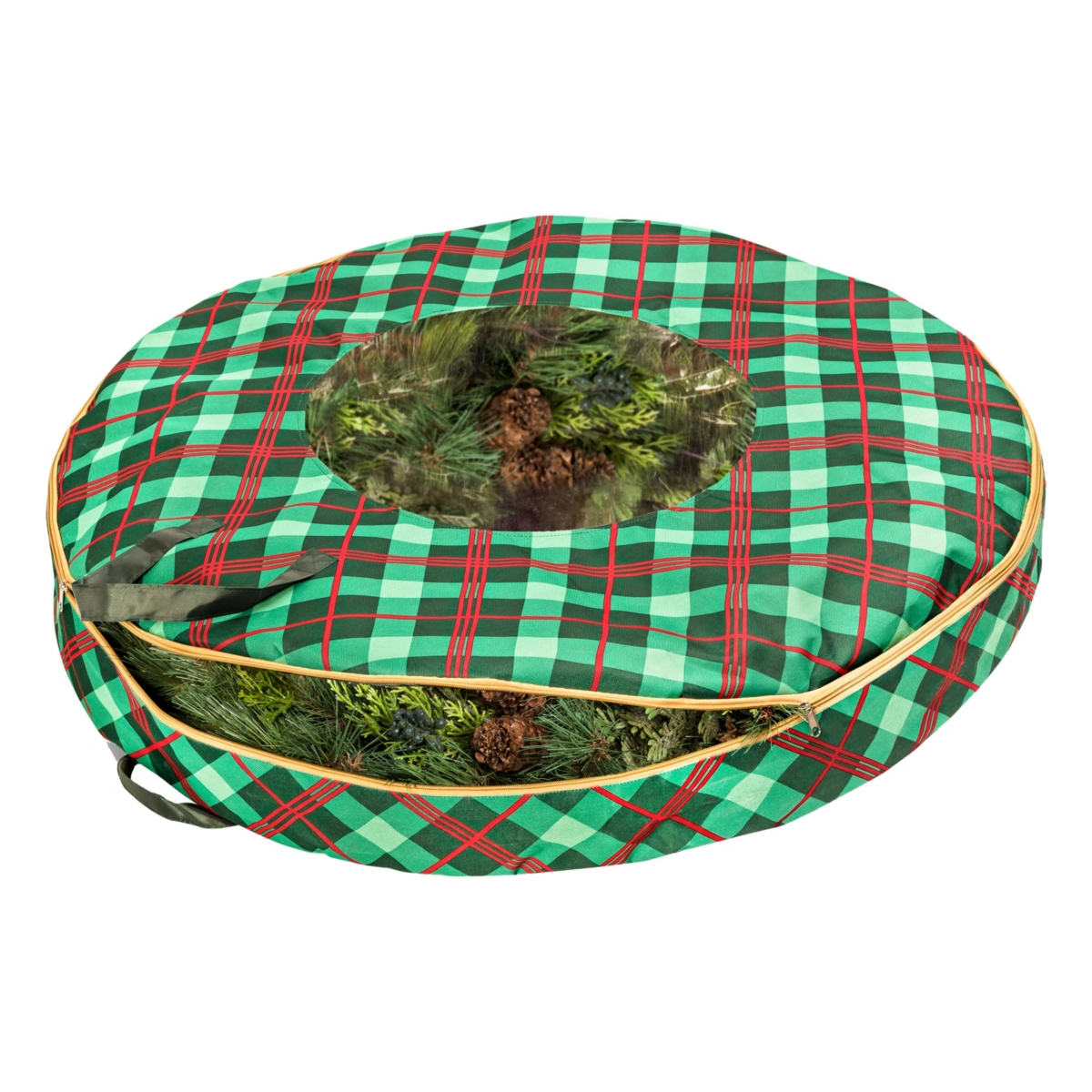 Honey Can Do Christmas Wreath Storage Bag In Red And Green