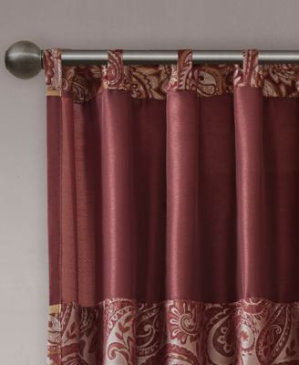 Aubrey Jacquard Room Darkening Curtains, Faux Silk Paisley for Bedroom and Living Room, 84 inch length 2 panels set, Width 50 length 84 inches, Burgundy Window Panel