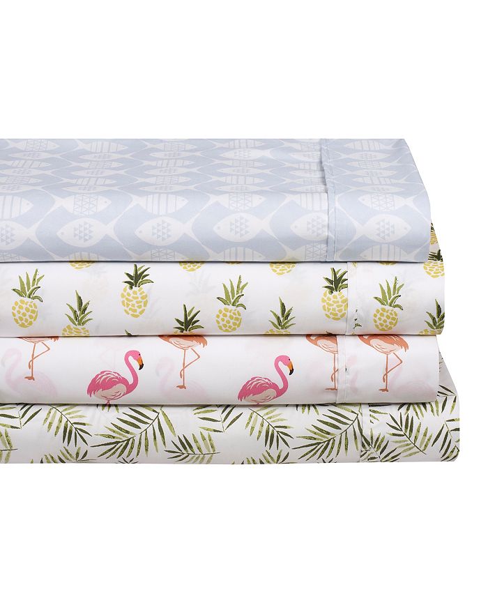 Cathay Home Inc. Caribbean Joe Microfiber Print Solid Sheet Set Macy's