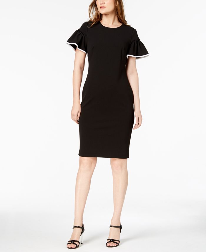 Calvin Klein Petite Flutter-Sleeve Sheath Dress - Macy's