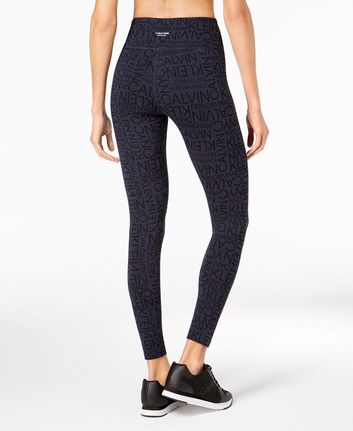 Calvin Klein Women's Performance Printed High Waist Leggings Brown Size Medium