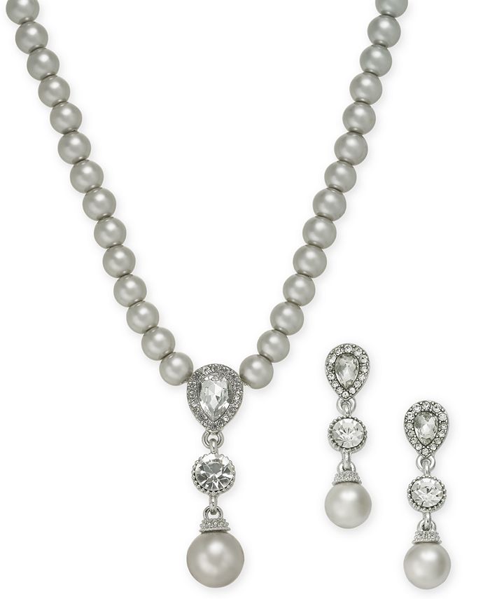 Charter Club SilverTone Crystal and Colored Imitation Pearl Pendant