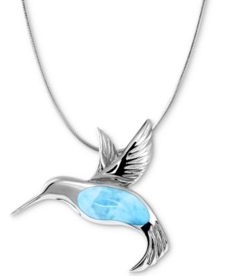 Marahlago - Larimar Hummingbird 21" Necklace in Sterling Silver