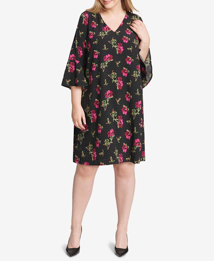 Jessica Howard Plus Size Floral Printed Bell Sleeve Dress Macys 