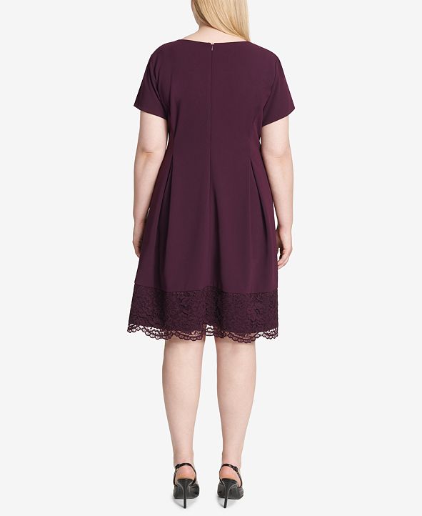 Jessica Howard Women's Plus Illusion-Detail Fit & Flare Dress Blue Size 18W