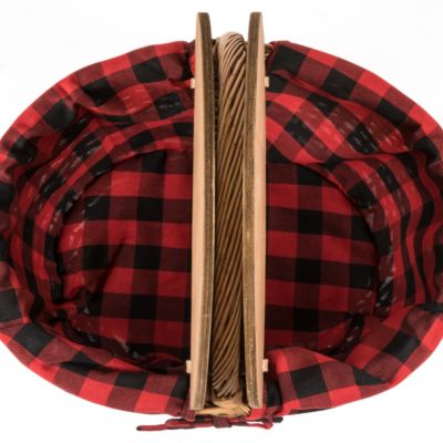 Country Red & Black Buffalo Plaid Picnic Basket