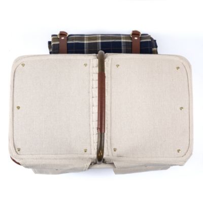 Pioneer Plaid-Accented Tan Picnic Basket