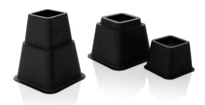 HDS TRADING CORP - 8 Piece Adjustable Bed Raiser Set, Black