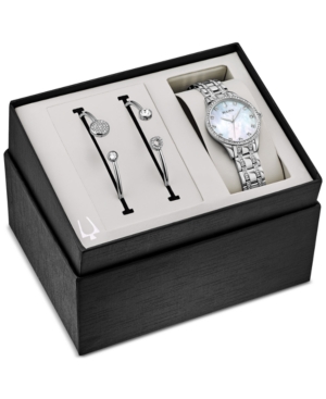 image of Bulova Women-s Stainless Steel Bracelet Watch 32mm Gift Set