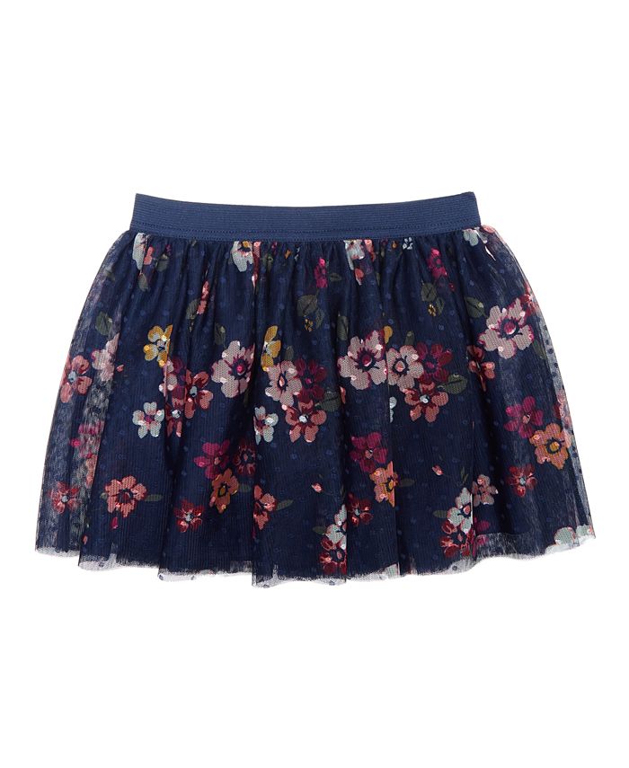 Epic Threads Toddler Girls Floral-Print Dot-Mesh Skirt, Created for ...