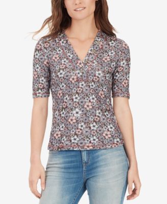 WILLIAM RAST Erica Printed Short-Sleeve Henley - Macy's