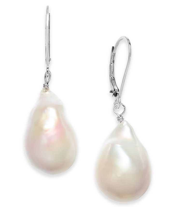 Macy's Cultured Baroque Freshwater Pearl (13mm) Drop Earrings in ...