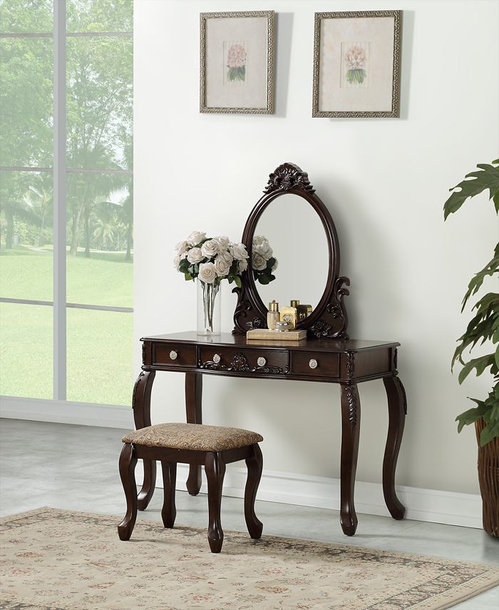 Poundex vanity shop set with stool