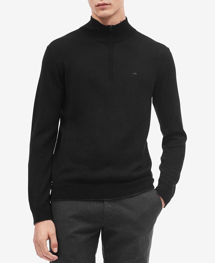 Calvin Klein Men's Quarter-Zip Merino Wool Sweater - Macy's
