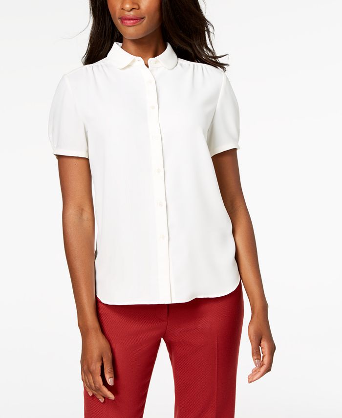 Anne Klein Shirred Button-Front Blouse, Created for Macy's - Macy's