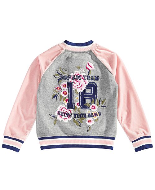 Epic Threads Toddler Girls Embroidered Varsity Jacket, Created for Macy