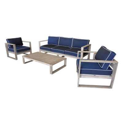 Driftwood Teak Modern North Shore Outdoor Club Chair with Cushions