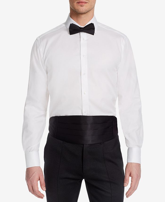 Michelsons - Men's Classic/Regular Fit Solid French Cuff Tuxedo Shirt