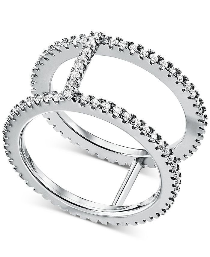 Michael Kors Women's Custom Kors Sterling Silver Pavé Nesting Ring 