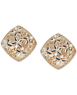 image of Two-Tone Flower Filigree Stud Earrings in 14k Gold & White Gold