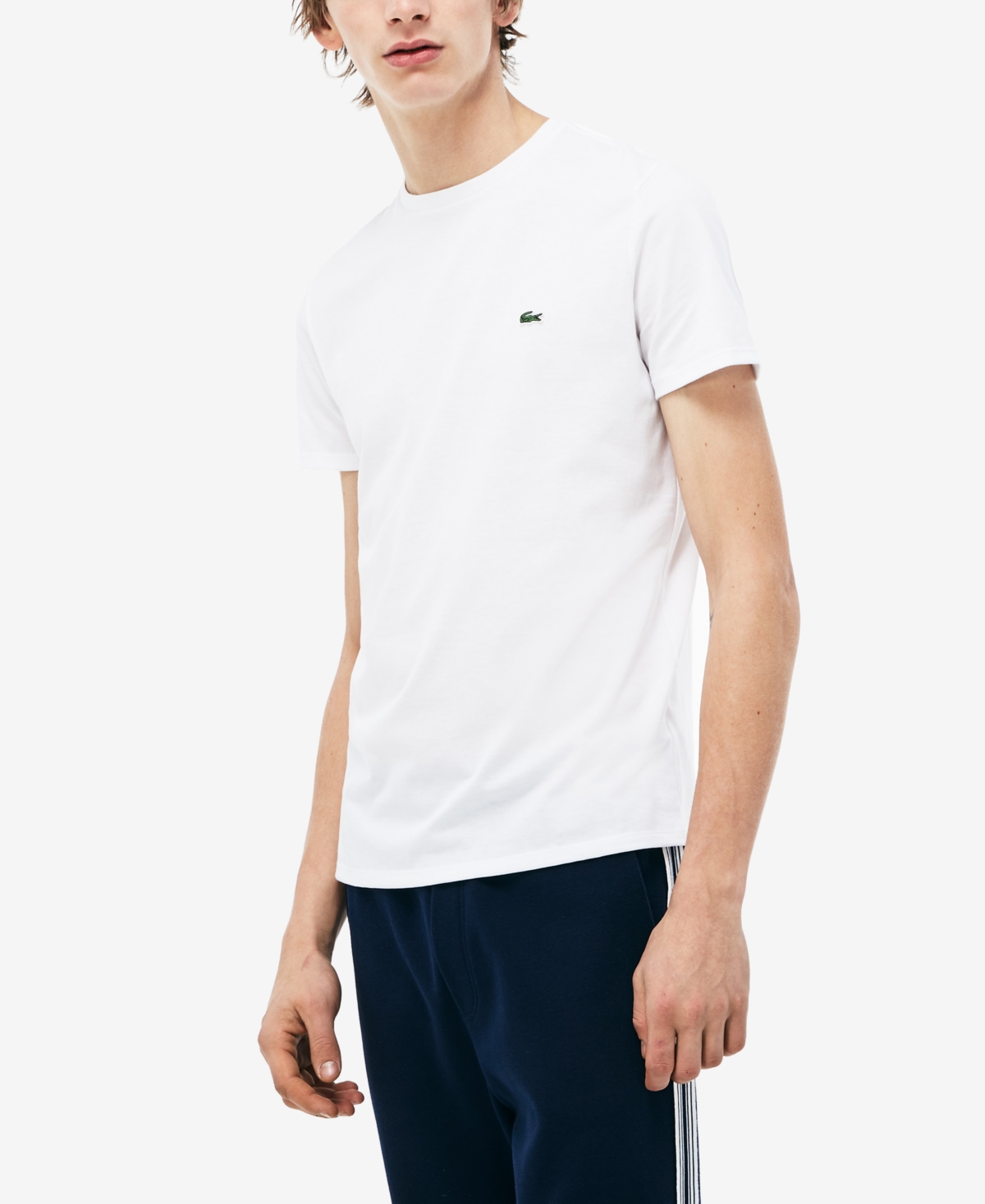 Shop Lacoste Men's Classic Crew Neck Soft Pima Cotton T-shirt In White