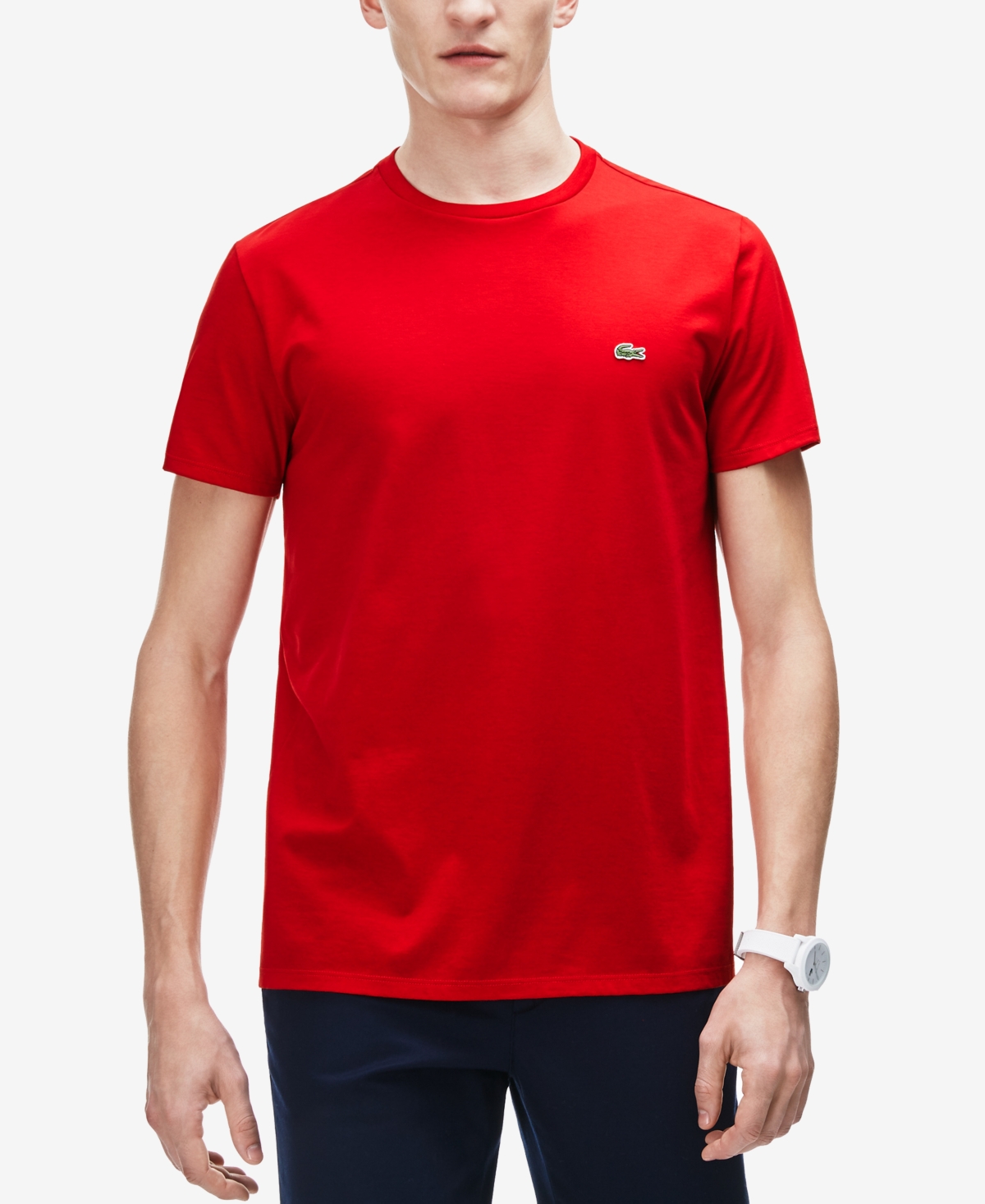 Shop Lacoste Men's Classic Crew Neck Soft Pima Cotton T-shirt In Red