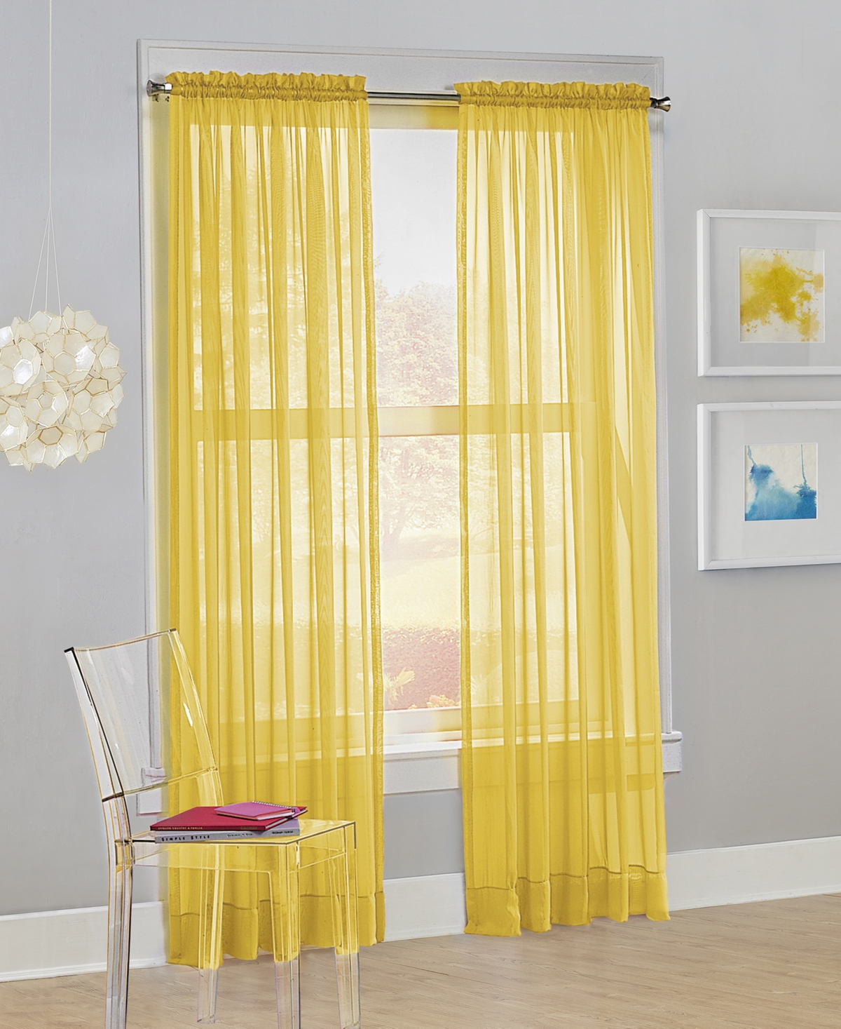 Calypso Sheer Voile Rod Pocket Curtain Panel - Silver gray