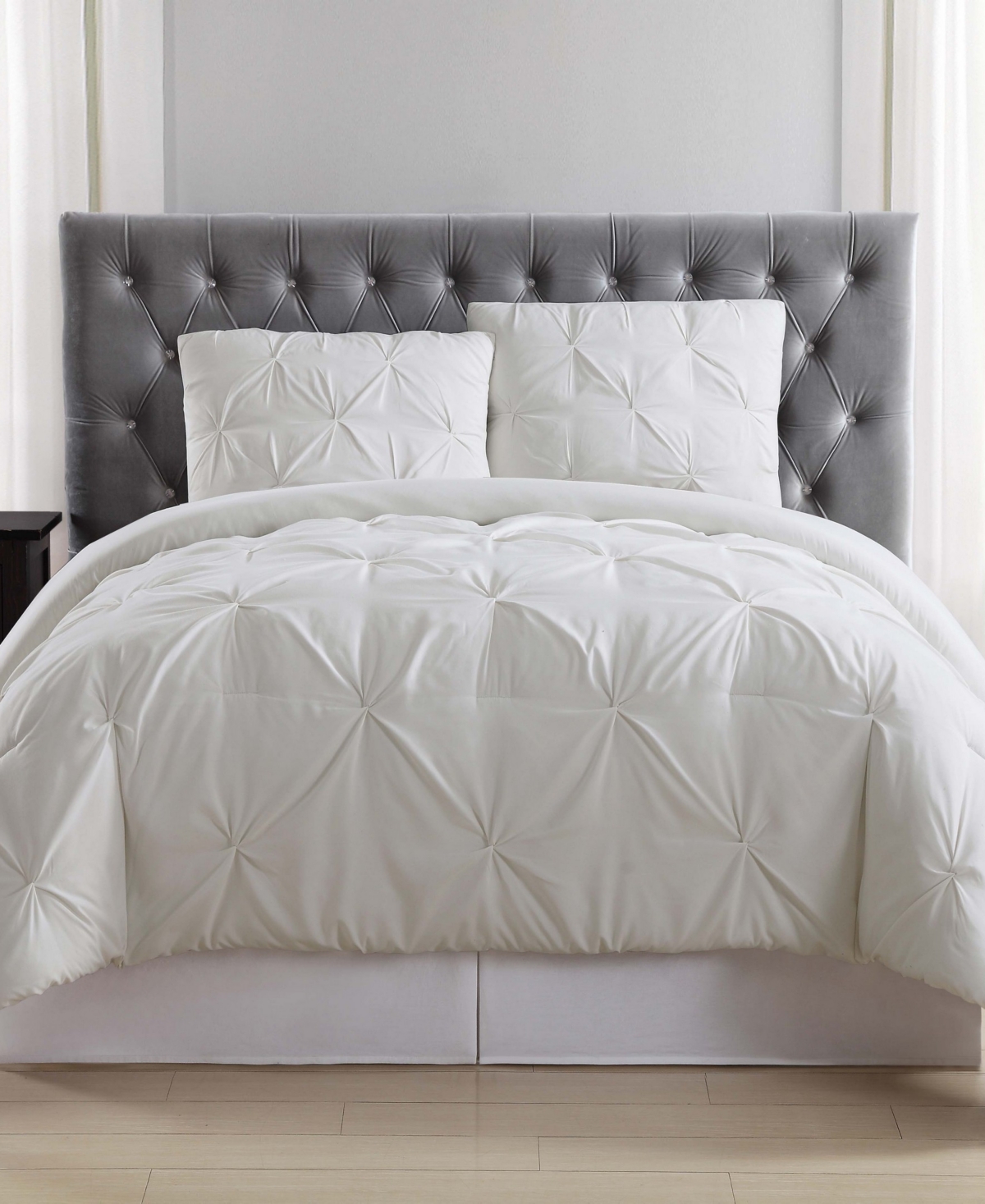 Truly Soft Pleated Twin Duvet Set Bedding In Ivory