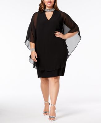 Xscape Plus Size Embellished Chiffon Overlay Dress Macy s