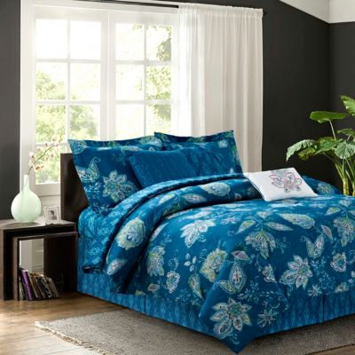 Brown & Grey - Jaipur Teal 7-piece Comforter Set, Queen