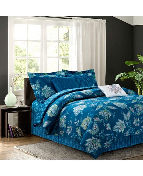 Brown Grey Jaipur Teal 7 Piece Comforter Set Queen Reviews