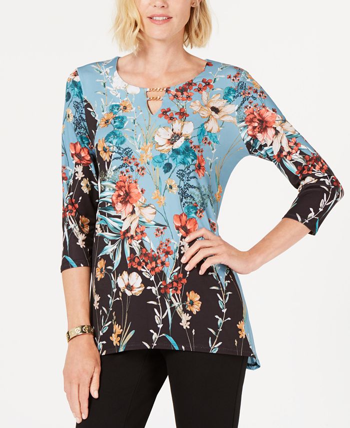 JM Collection Petites JM Collection Petite Printed Stretch Top, Created ...