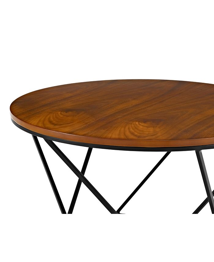 Walker Edison Geometric Nesting Coffee Table Set Walnut/Black Macy's