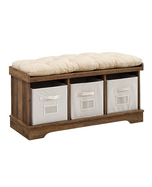 Walker Edison 42 Wood Storage Bench With Totes And Cushion Rustic Oak Reviews Home Macy S,Love Beautiful Girl Sketch Wallpaper