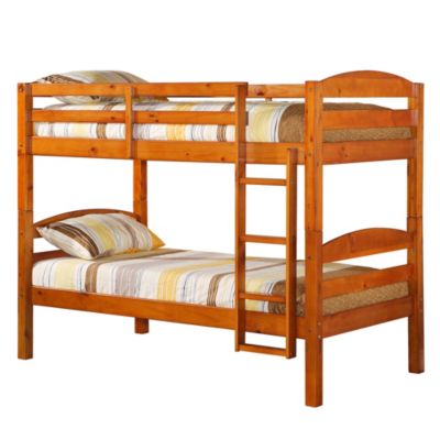 Walker Edison Solid Wood Twin Over Twin Bunk Bed - Honey - Macy's