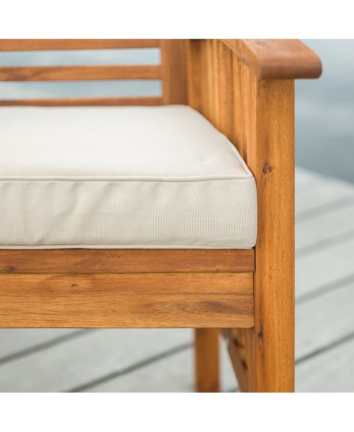 Walker Edison Brown Acacia Patio Chairs with Cushions (Set of 2) Macy's