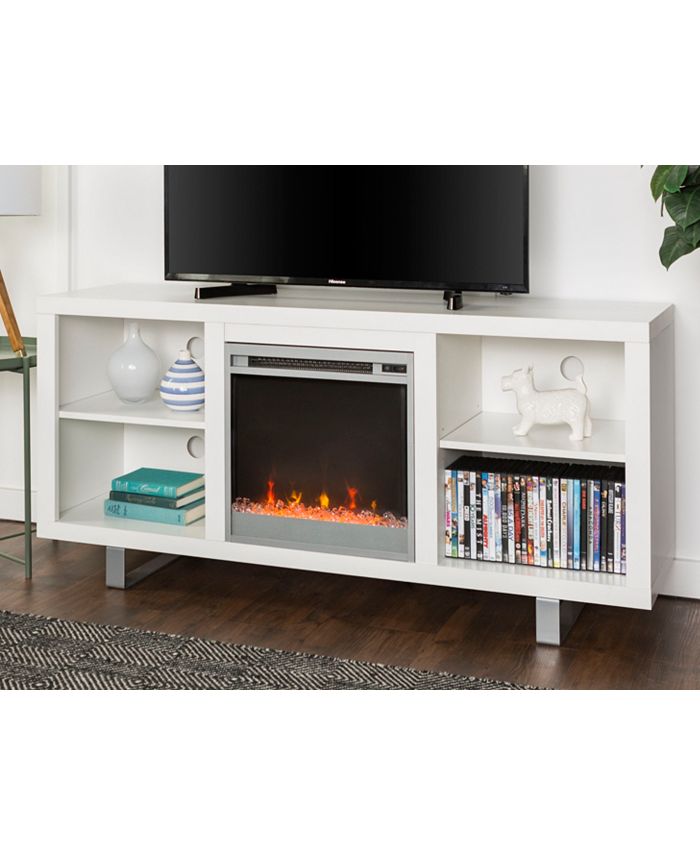 Walker Edison 58" Simple Modern Fireplace TV Console White Macy's