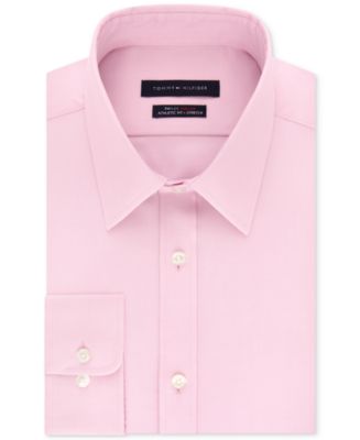 Tommy Hilfiger Men's Athletic Fit Performance Stretch Th Flex Collar Solid Dress Shirt White Size 34-35