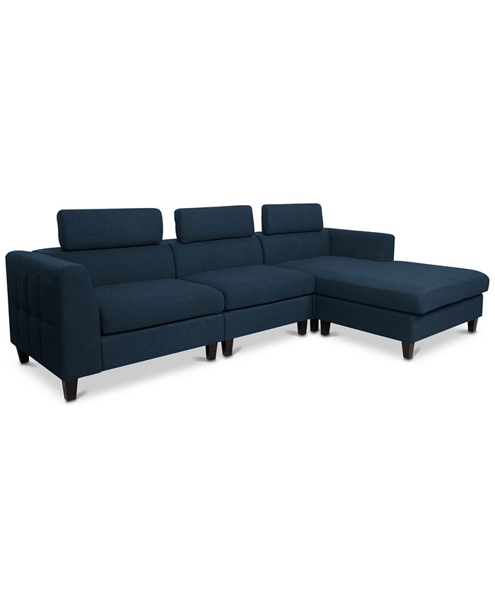 Noble House Madison 3Pc. Sectional Chaise Sofa Set, Quick Ship Macy's