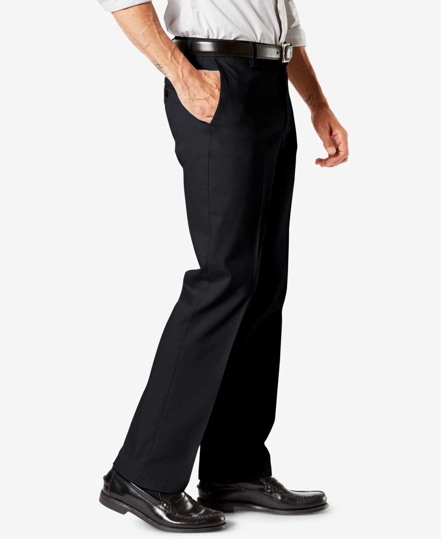Men's Signature Lux Cotton Straight Fit Creased Stretch Khaki Pants
