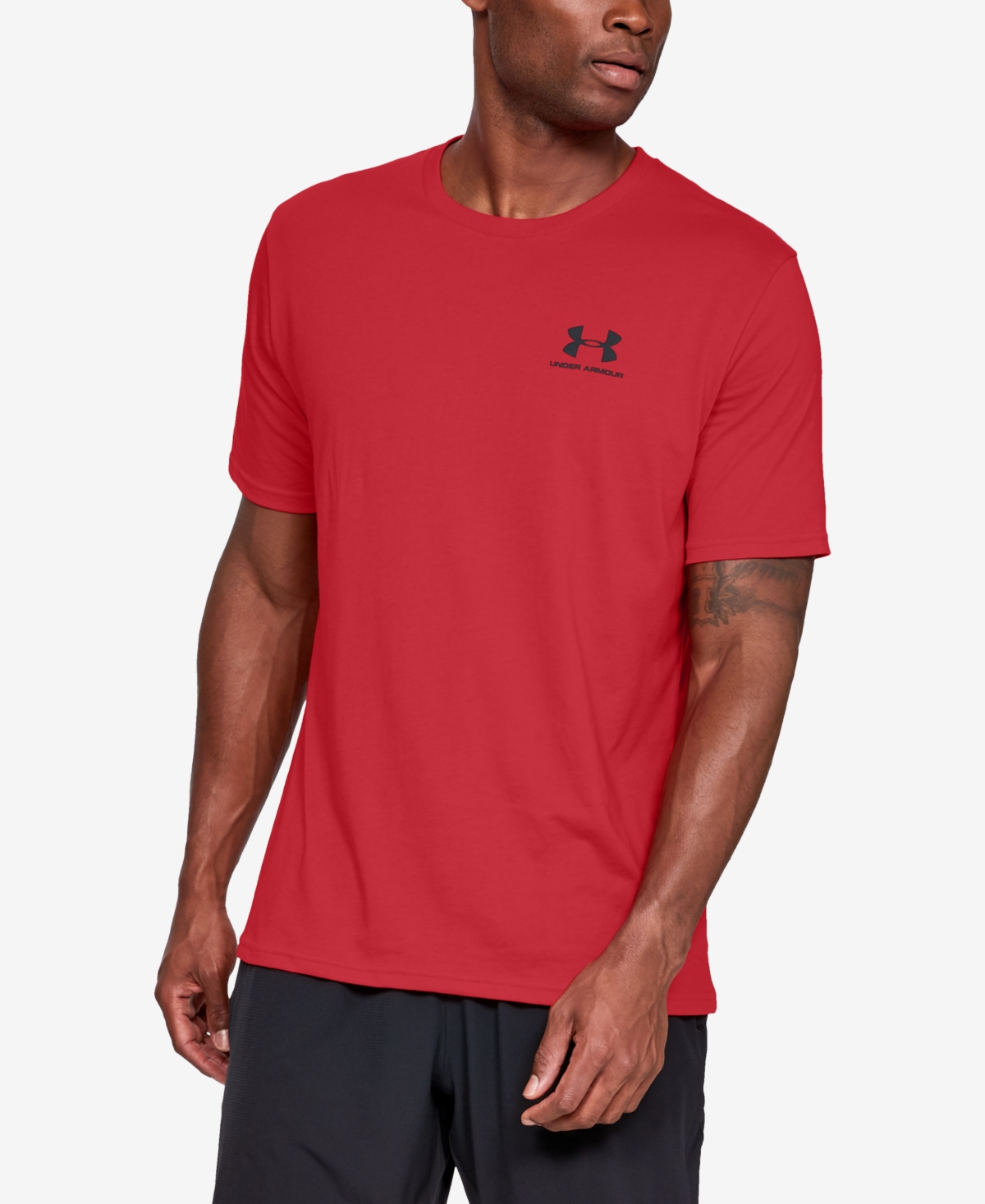 Shop Under Armour Men's Sportstyle Left Chest Short Sleeve T-shirt In Red,blk